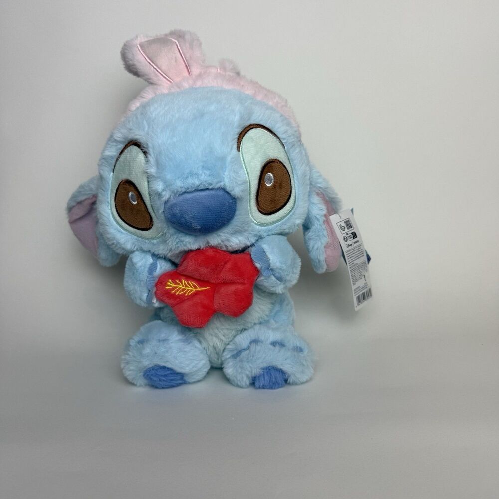 MINISO Disney Lilo & Stitch Soft Plush Bunny Ears Aloha Hawaiian Flower NWT